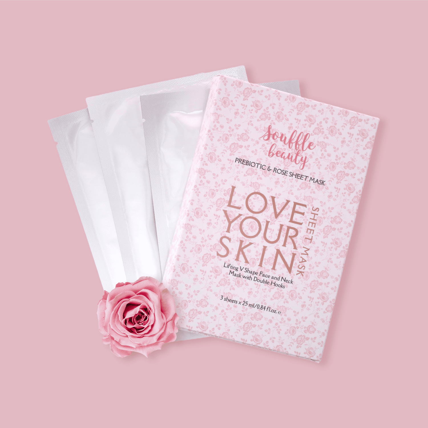 Prebiotic & Rose Sheet Mask With Double Hooks by Souffle Beauty