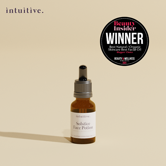 The award-winning intuitive Solstice Face Potion helps to soothe any irritated skin and it is regarded as one of the best organic skincare products in singapore